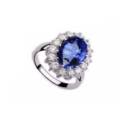 Стилен пръстен Синята искра с австрийски кристали.